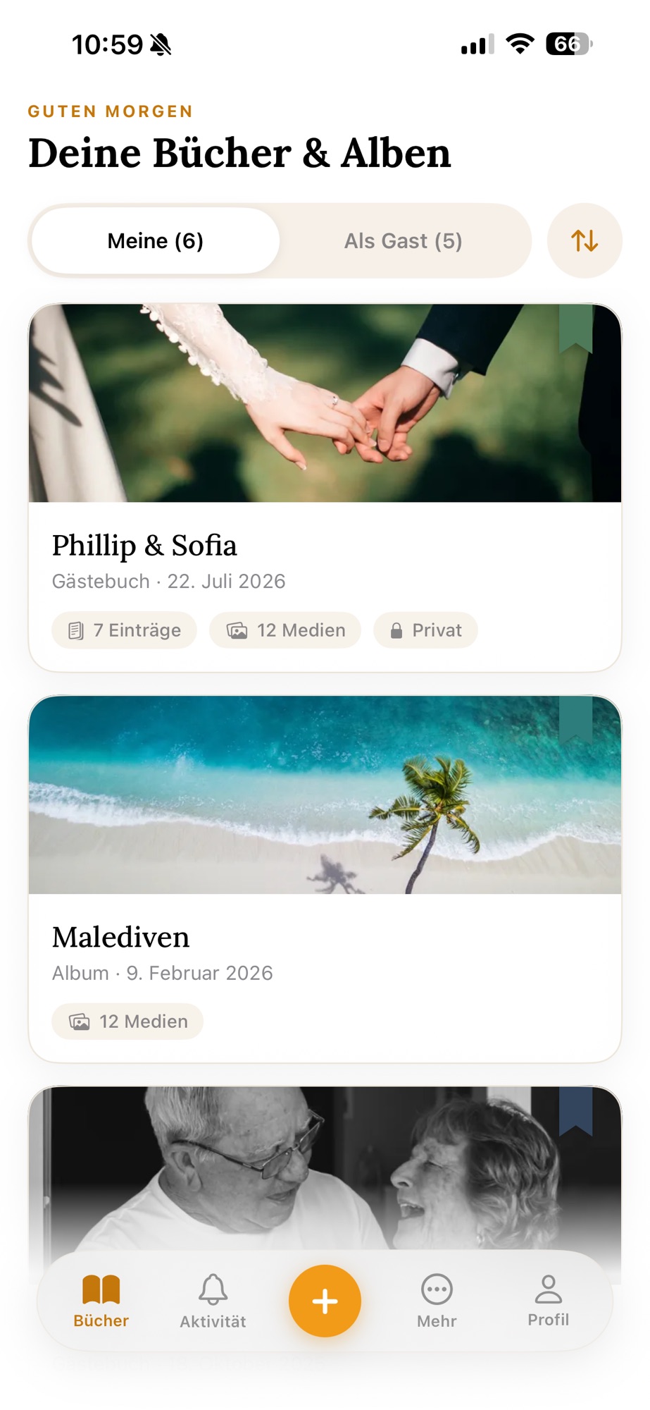 Take Part App: Übersicht deiner Bücher und Alben